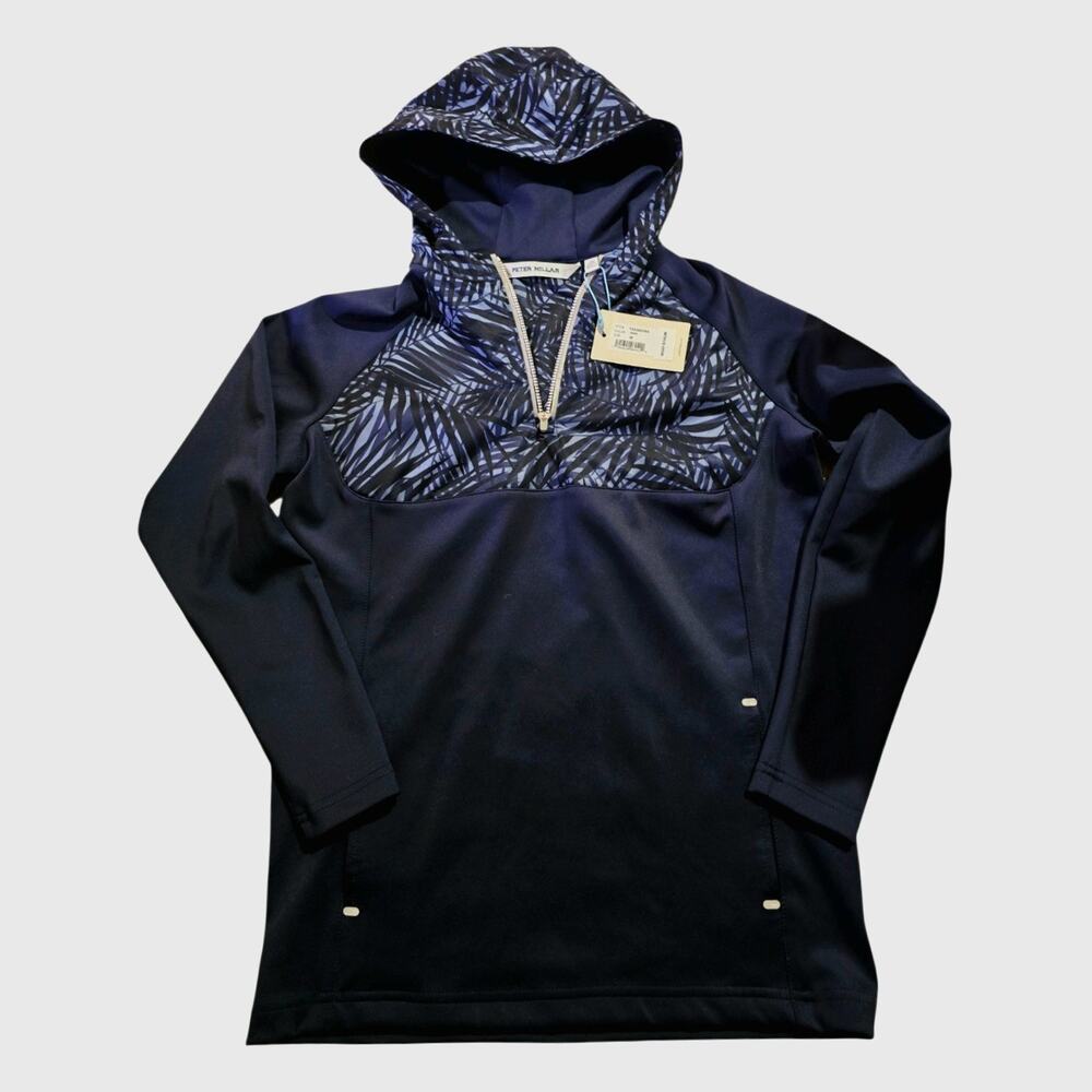 Peter Millar Youth Navy Hyperlight Weld Hybrid Half-Zip Hoodie NWT Kid SZ M
